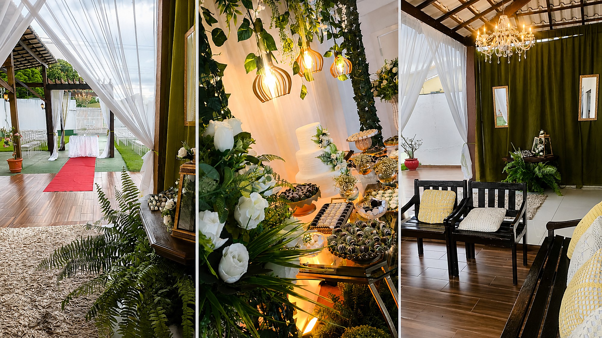Salão decorado para casamento no Alegria Buffet