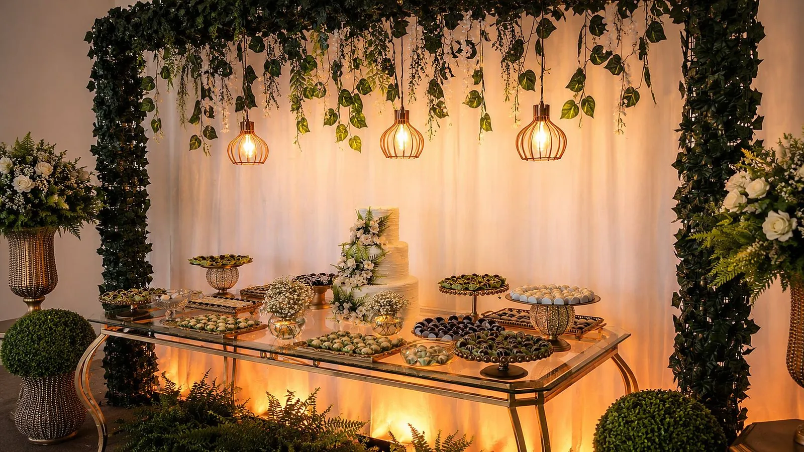 Mesa de doces decorada no Alegria – Buffet & Eventos